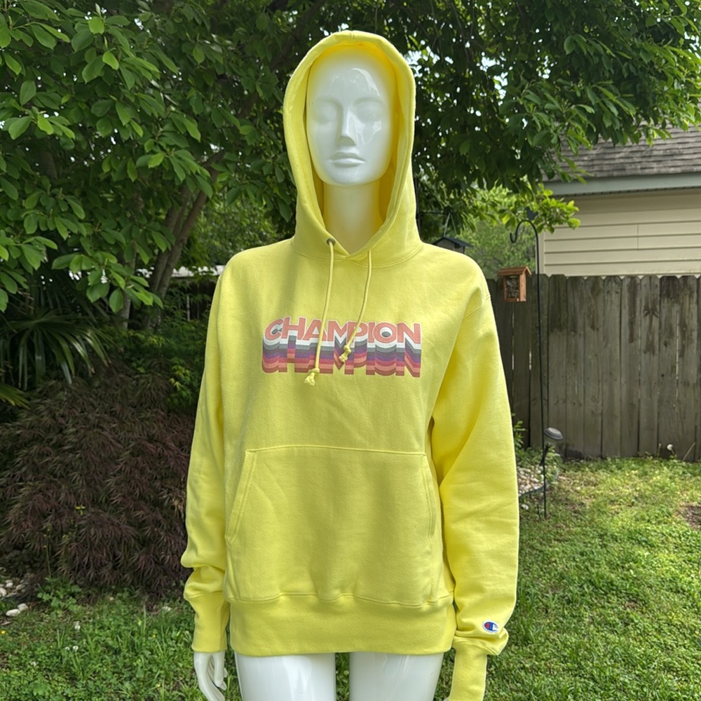 Vintage Champion 90s Yellow Reverse Weave Hoodie